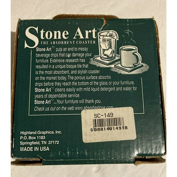Vintage Set Of 4 Ceramic TEACHER coasters By Stone Art MADE IN THE USA - Picture 3 of 3